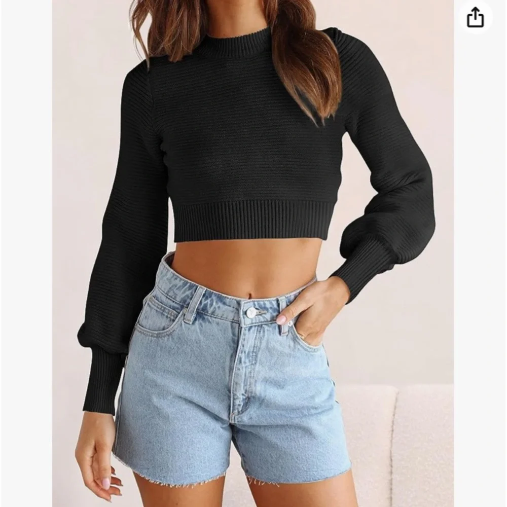 “Zenica” black mock neck cropped top; size small; NWT - Picture 5 of 12